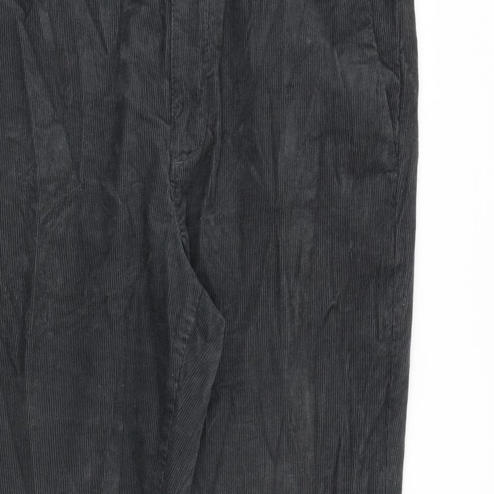 Marks and Spencer Mens Grey Cotton Trousers Size 34 in L31 in Regular Zip