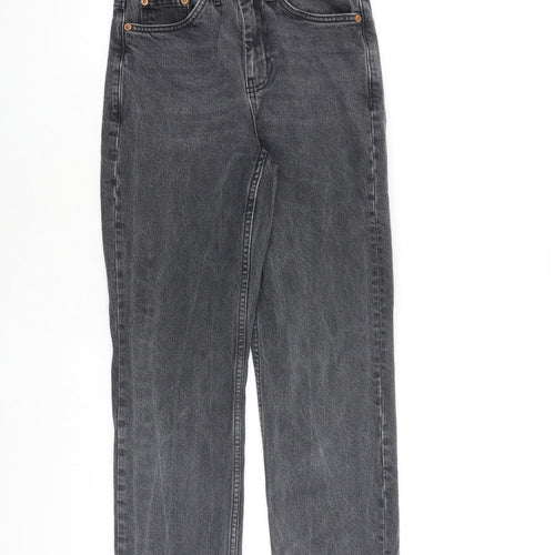 Topshop Womens Grey Cotton Straight Jeans Size 25 in L30 in Regular Zip