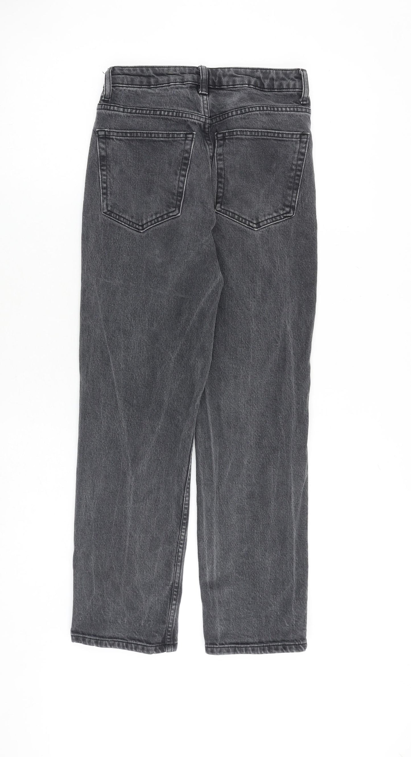 Topshop Womens Grey Cotton Straight Jeans Size 25 in L30 in Regular Zip