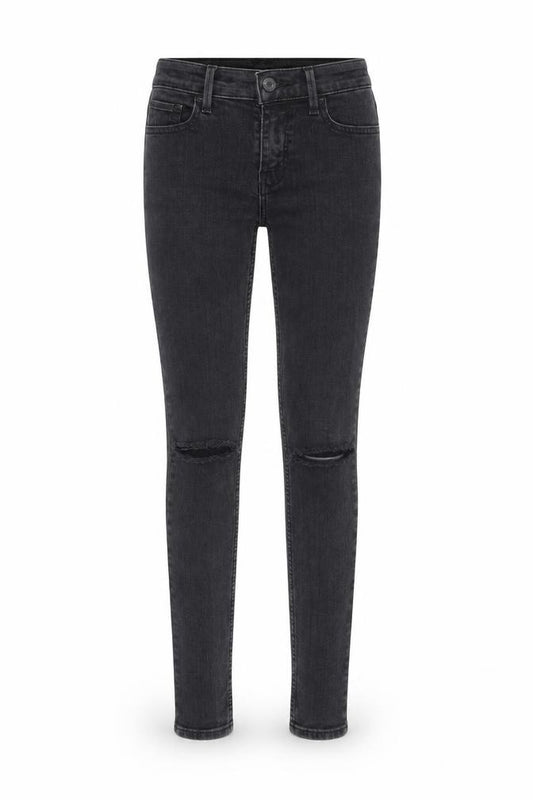 Front view of Levis women’s grey cotton skinny jeans, size UK 24, in, 30-inch leg slim zip