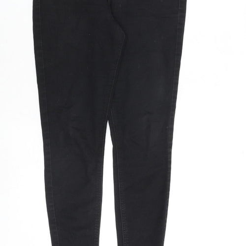 Marks and Spencer Womens Black Cotton Skinny Jeans Size 10 L29 in Slim Zip