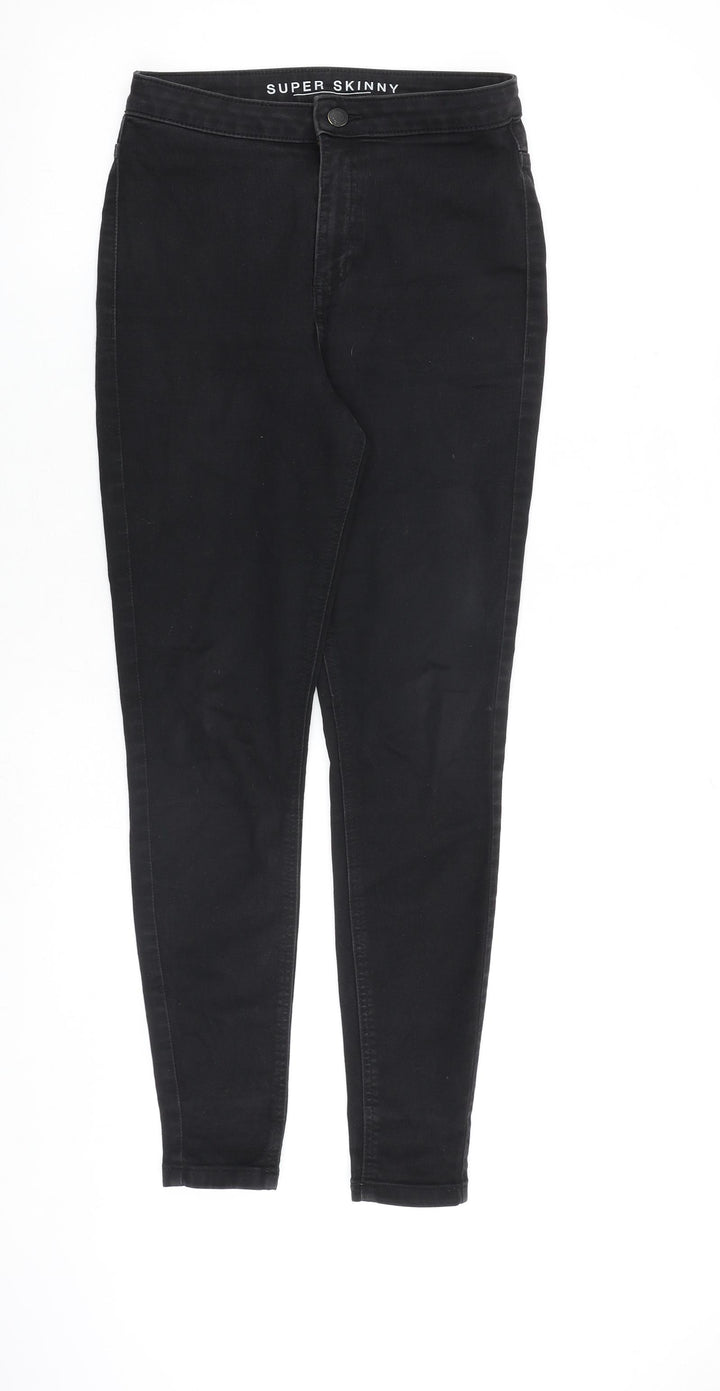 Marks and Spencer Womens Black Cotton Skinny Jeans Size 10 L29 in Slim Zip