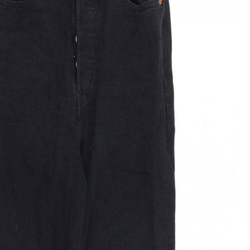 Levi's Womens Black Cotton Straight Jeans Size 25 in L27 in Regular Button