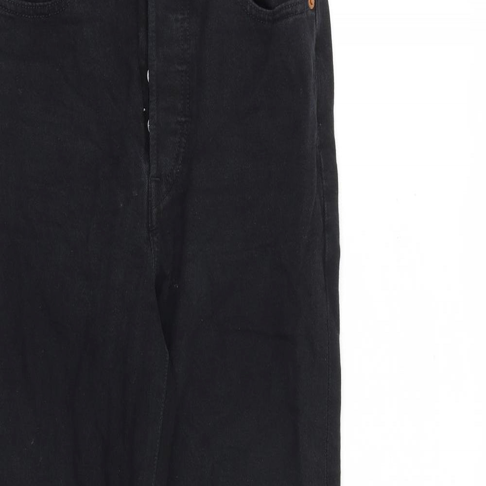 Levi's Womens Black Cotton Straight Jeans Size 25 in L27 in Regular Button