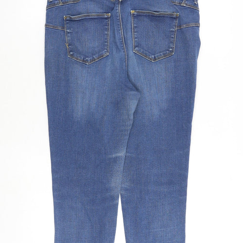 Marks and Spencer Womens Blue Cotton Cropped Jeans Size 16 L24 in Regular Zip