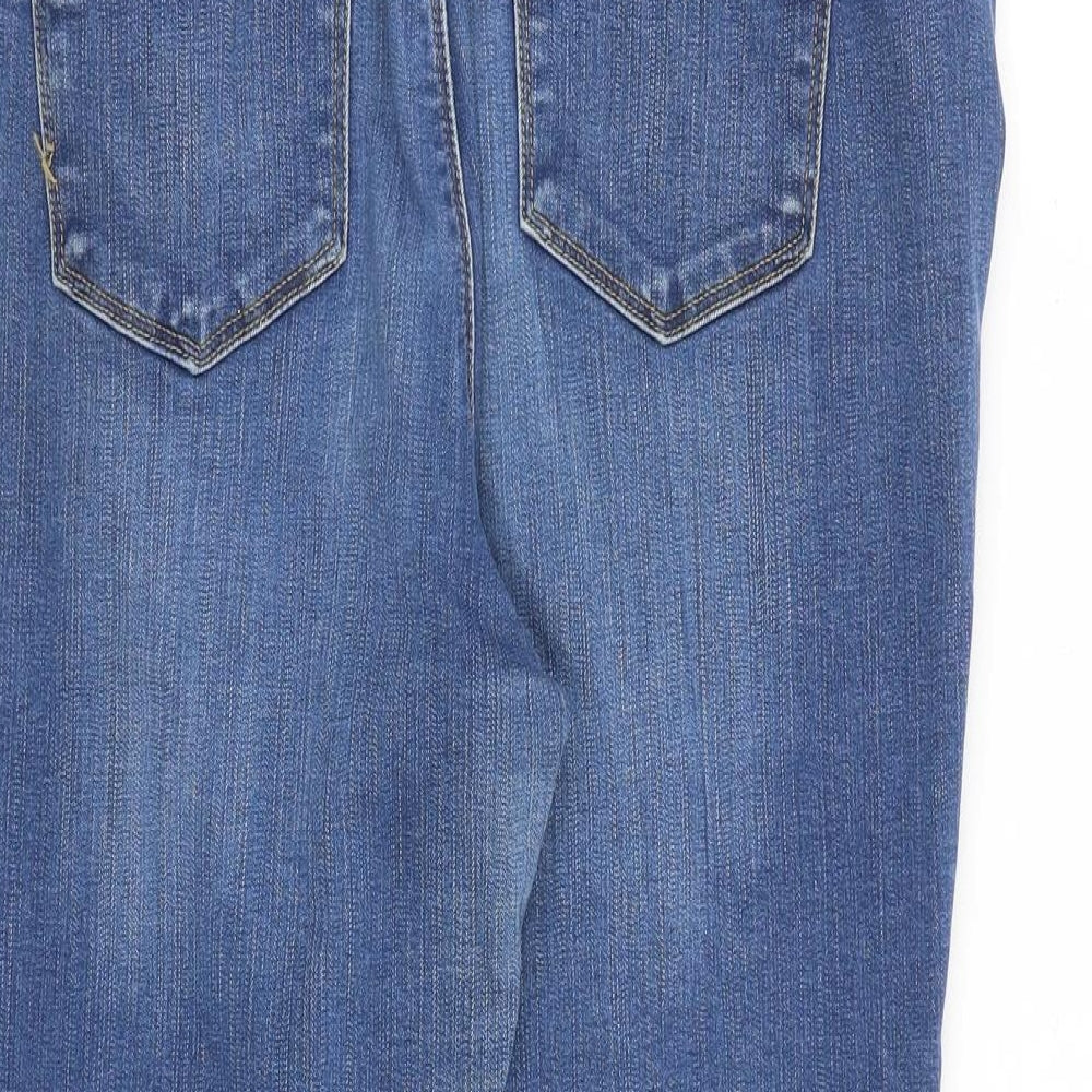 Marks and Spencer Womens Blue Cotton Cropped Jeans Size 16 L24 in Regular Zip