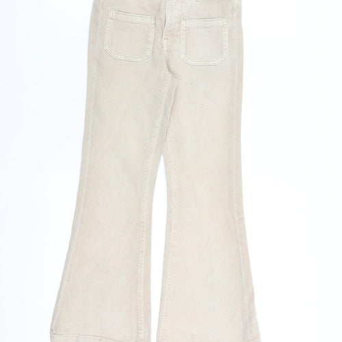 Marks and Spencer Girls Brown 100% Cotton Flared Jeans Size 10-11 Years L26 in Regular Zip