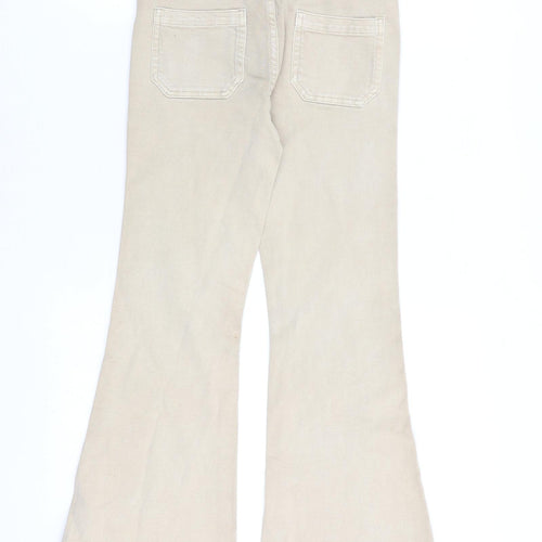 Marks and Spencer Girls Brown 100% Cotton Flared Jeans Size 10-11 Years L26 in Regular Zip