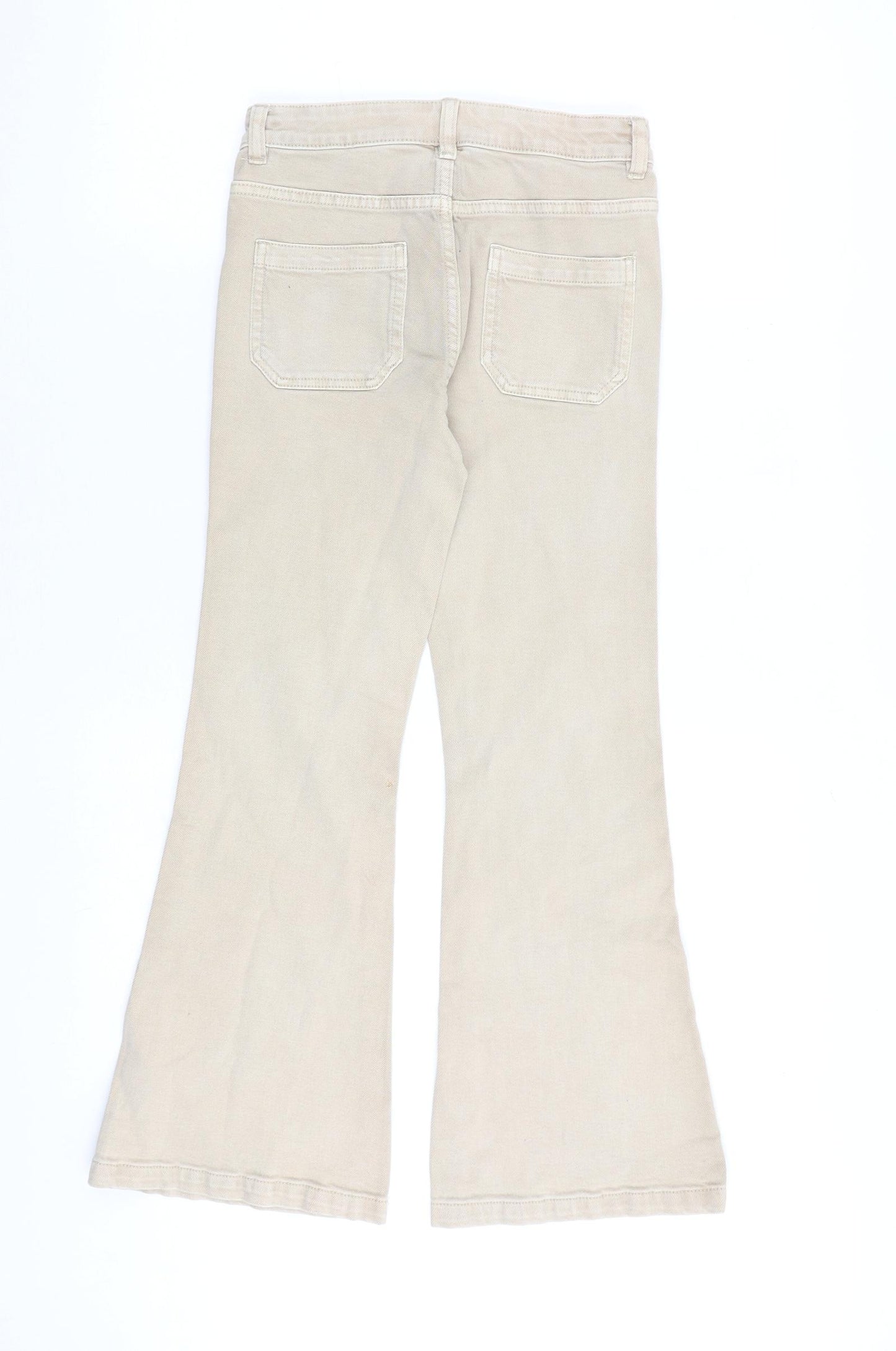 Marks and Spencer Girls Brown 100% Cotton Flared Jeans Size 10-11 Years L26 in Regular Zip