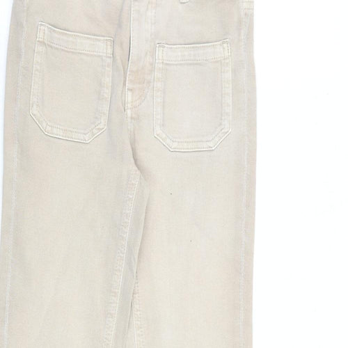 Marks and Spencer Girls Brown 100% Cotton Flared Jeans Size 10-11 Years L26 in Regular Zip
