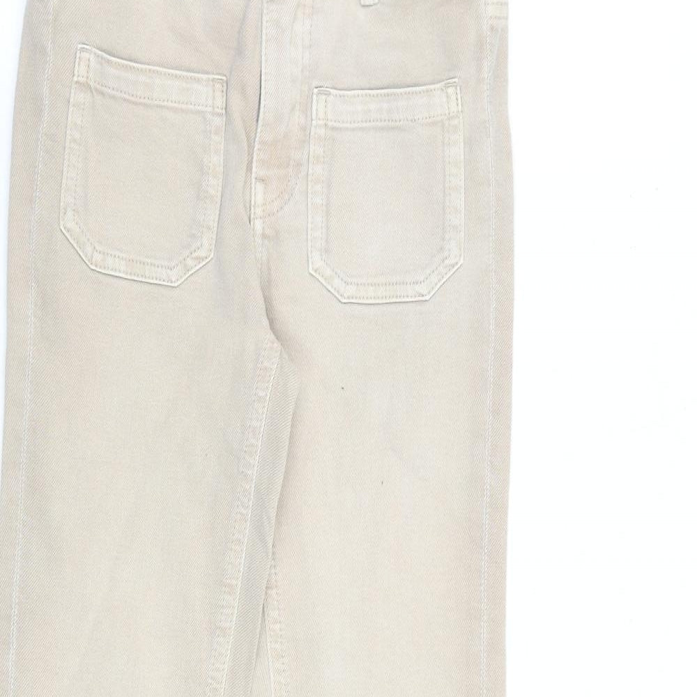 Marks and Spencer Girls Brown 100% Cotton Flared Jeans Size 10-11 Years L26 in Regular Zip