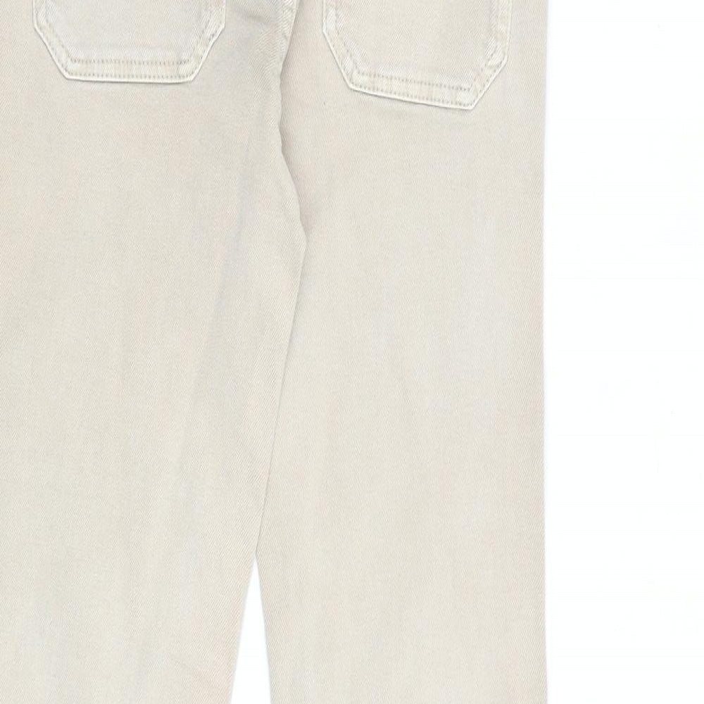 Marks and Spencer Girls Brown 100% Cotton Flared Jeans Size 10-11 Years L26 in Regular Zip