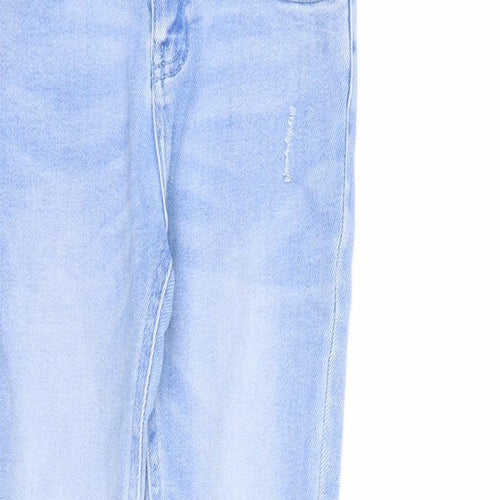 Denim & Co. Girls Blue Cotton Skinny Jeans Size 9-10 Years L25 in Slim Zip - Distressed