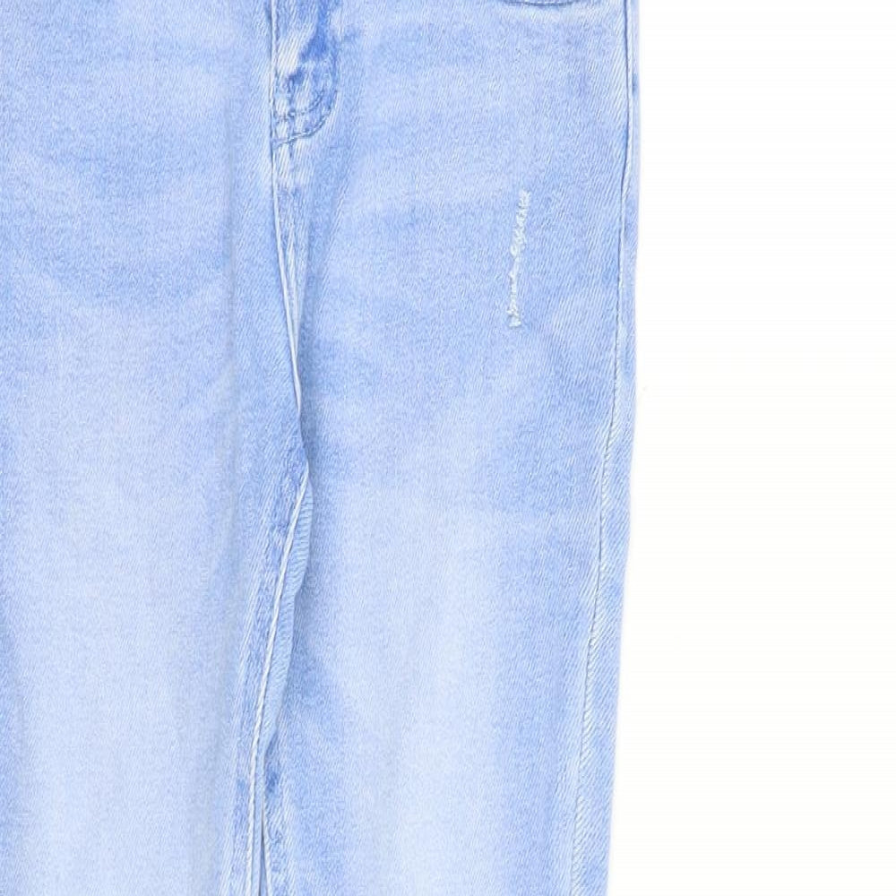 Denim & Co. Girls Blue Cotton Skinny Jeans Size 9-10 Years L25 in Slim Zip - Distressed