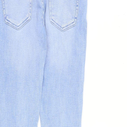 Denim & Co. Girls Blue Cotton Skinny Jeans Size 9-10 Years L25 in Slim Zip - Distressed