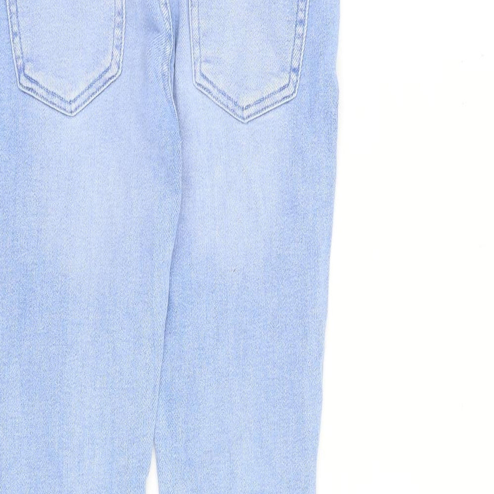 Denim & Co. Girls Blue Cotton Skinny Jeans Size 9-10 Years L25 in Slim Zip - Distressed