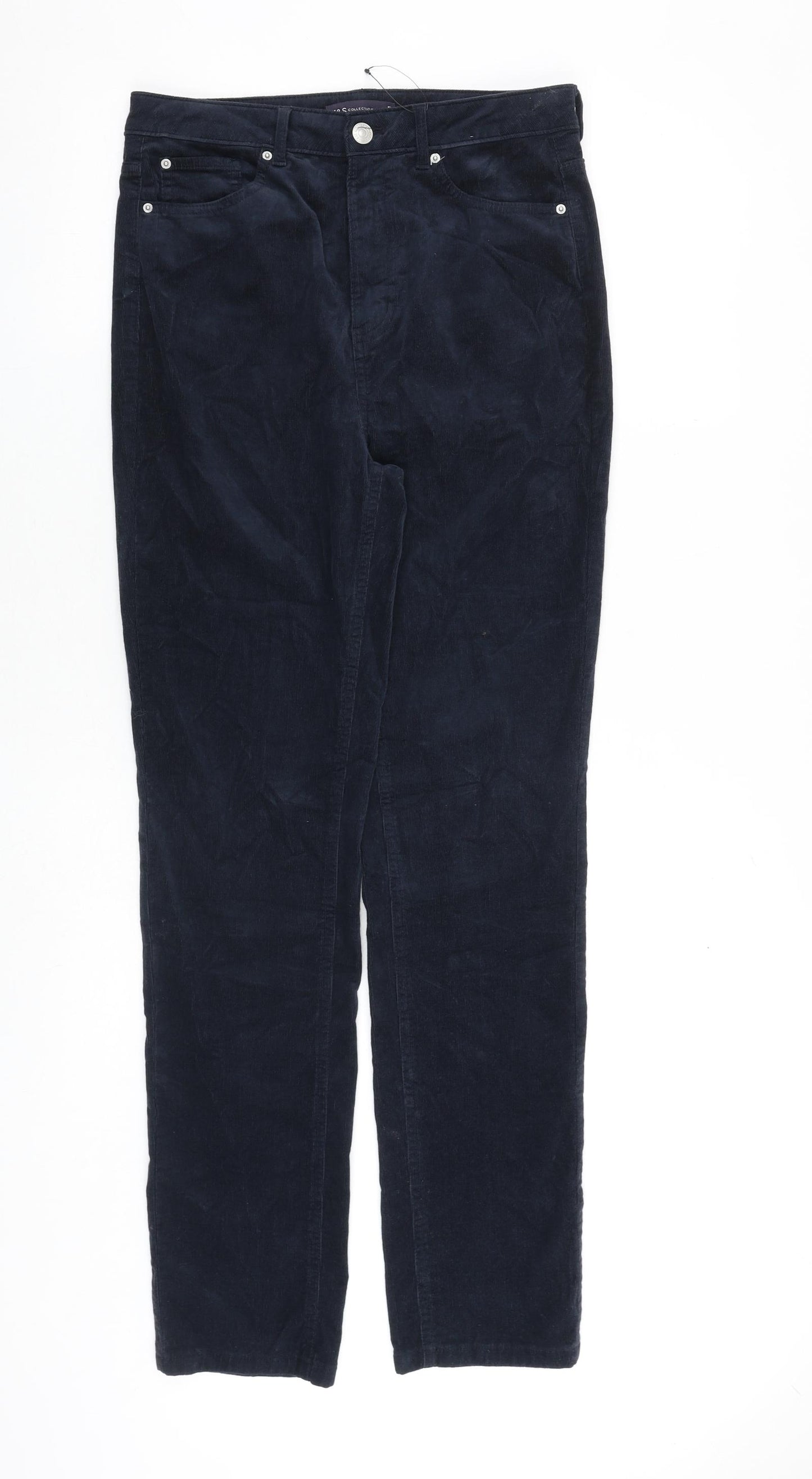 Marks and Spencer Womens Blue Cotton Straight Jeans Size 10 L32 in Regular Zip