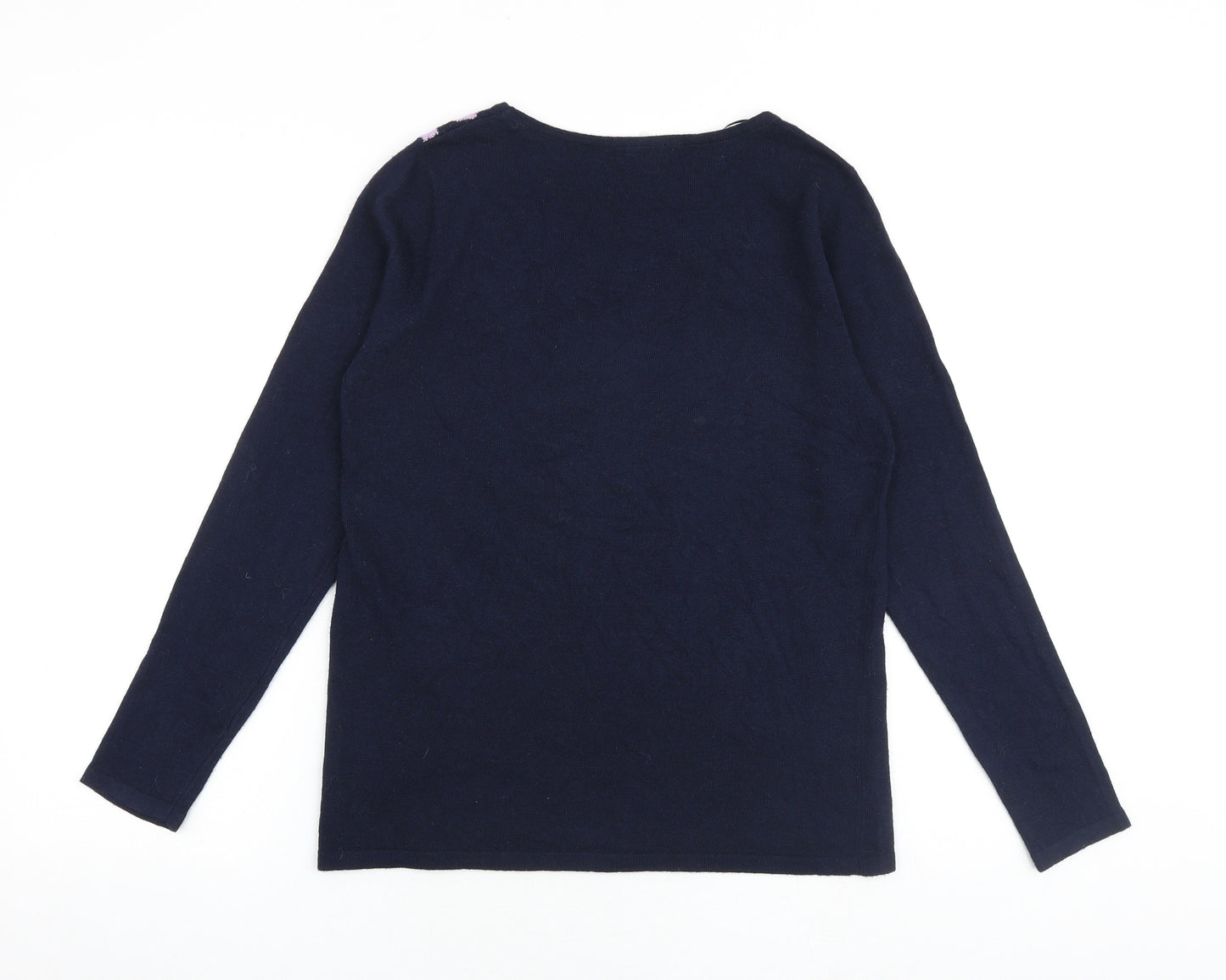 M&Co Womens Blue Round Neck Floral Polyester Pullover Jumper Size 10 - Flower Print