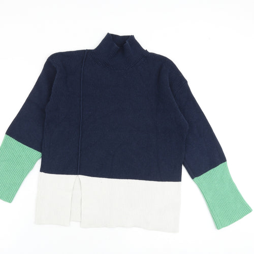 Marks and Spencer Womens Multicoloured Mock Neck Cotton Pullover Jumper Size XS