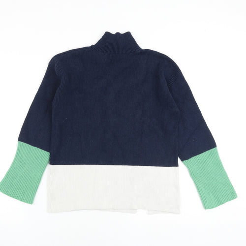 Marks and Spencer Womens Multicoloured Mock Neck Cotton Pullover Jumper Size XS