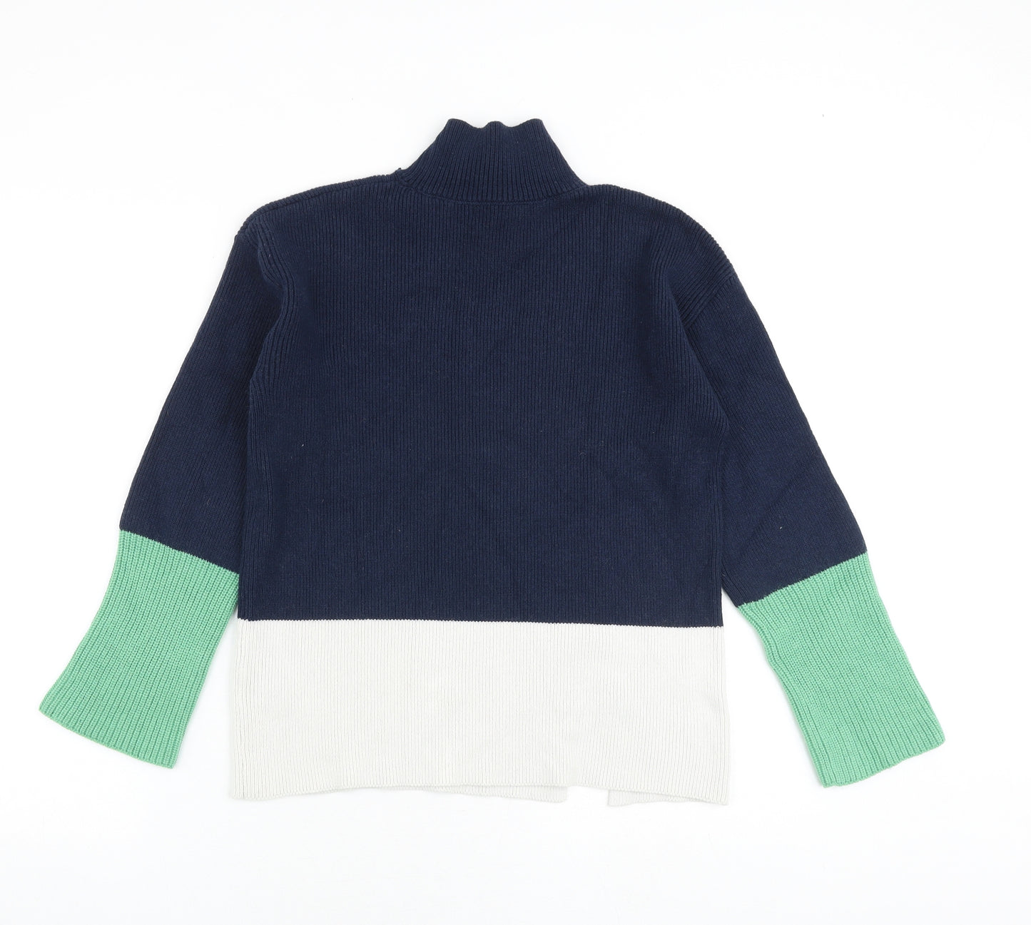 Marks and Spencer Womens Multicoloured Mock Neck Cotton Pullover Jumper Size XS