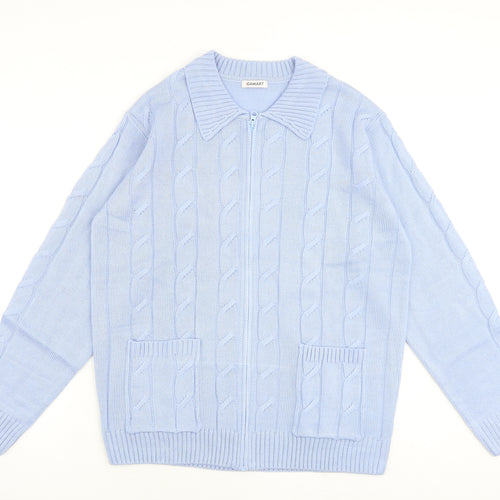Damart Womens Blue Collared Acrylic Full Zip Jumper Size M