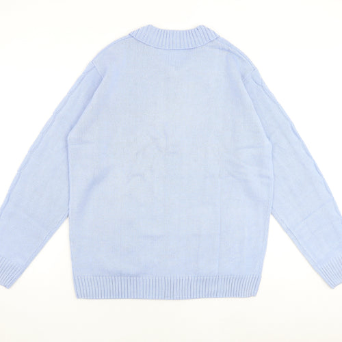 Damart Womens Blue Collared Acrylic Full Zip Jumper Size M