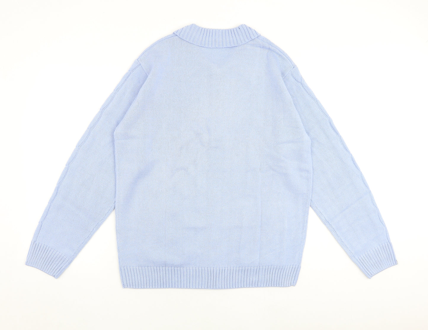 Damart Womens Blue Collared Acrylic Full Zip Jumper Size M