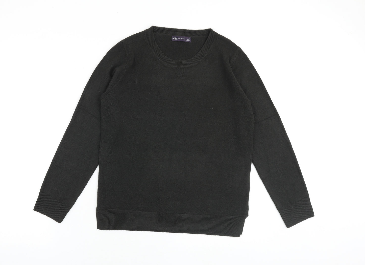 Marks and Spencer Womens Grey Round Neck Acrylic Pullover Jumper Size 12