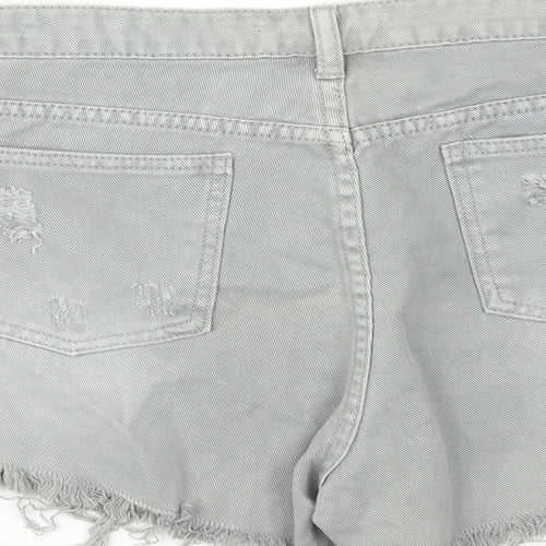 Toxik3 Womens Grey Cotton Boyfriend Shorts Size 14 Regular Zip - Distressed Look Raw Hems