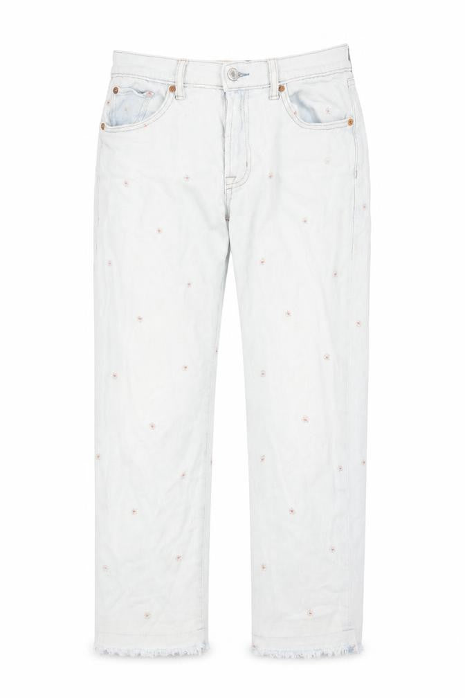 Gap Womens Blue Floral Cotton Straight Jeans Size 6 Regular Zip