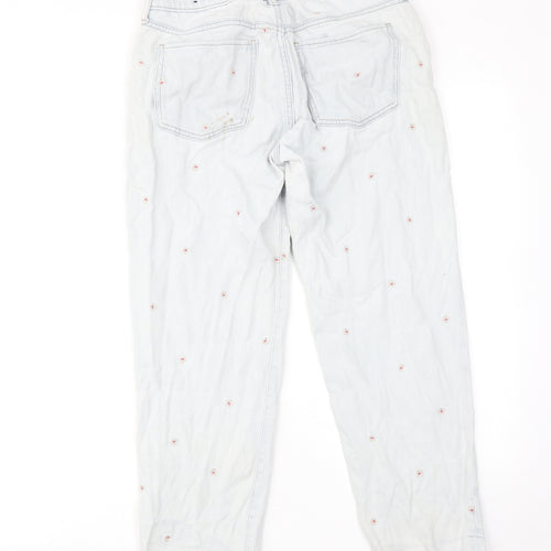 Gap Womens Blue Floral Cotton Straight Jeans Size 6 Regular Zip
