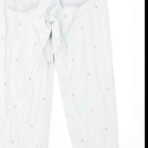 Gap Womens Blue Floral Cotton Straight Jeans Size 6 Regular Zip