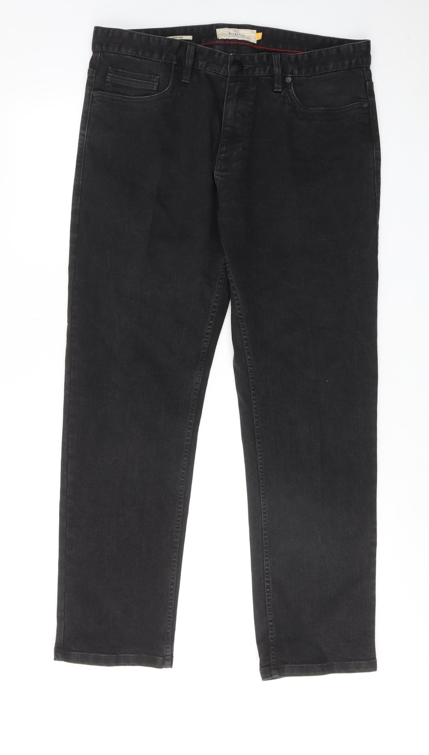 NEXT Mens Black Cotton Straight Jeans Size 36 in L31 in Regular Zip