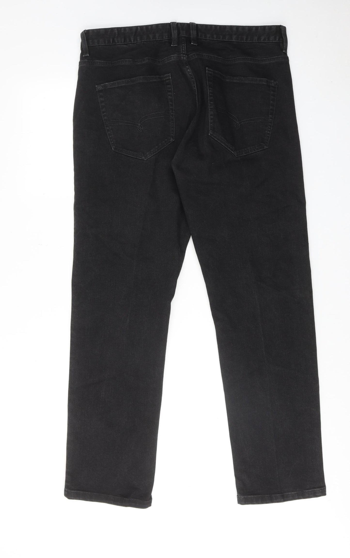 NEXT Mens Black Cotton Straight Jeans Size 36 in L31 in Regular Zip