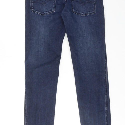 Replay Mens Blue Cotton Skinny Jeans Size 32 in Regular Zip