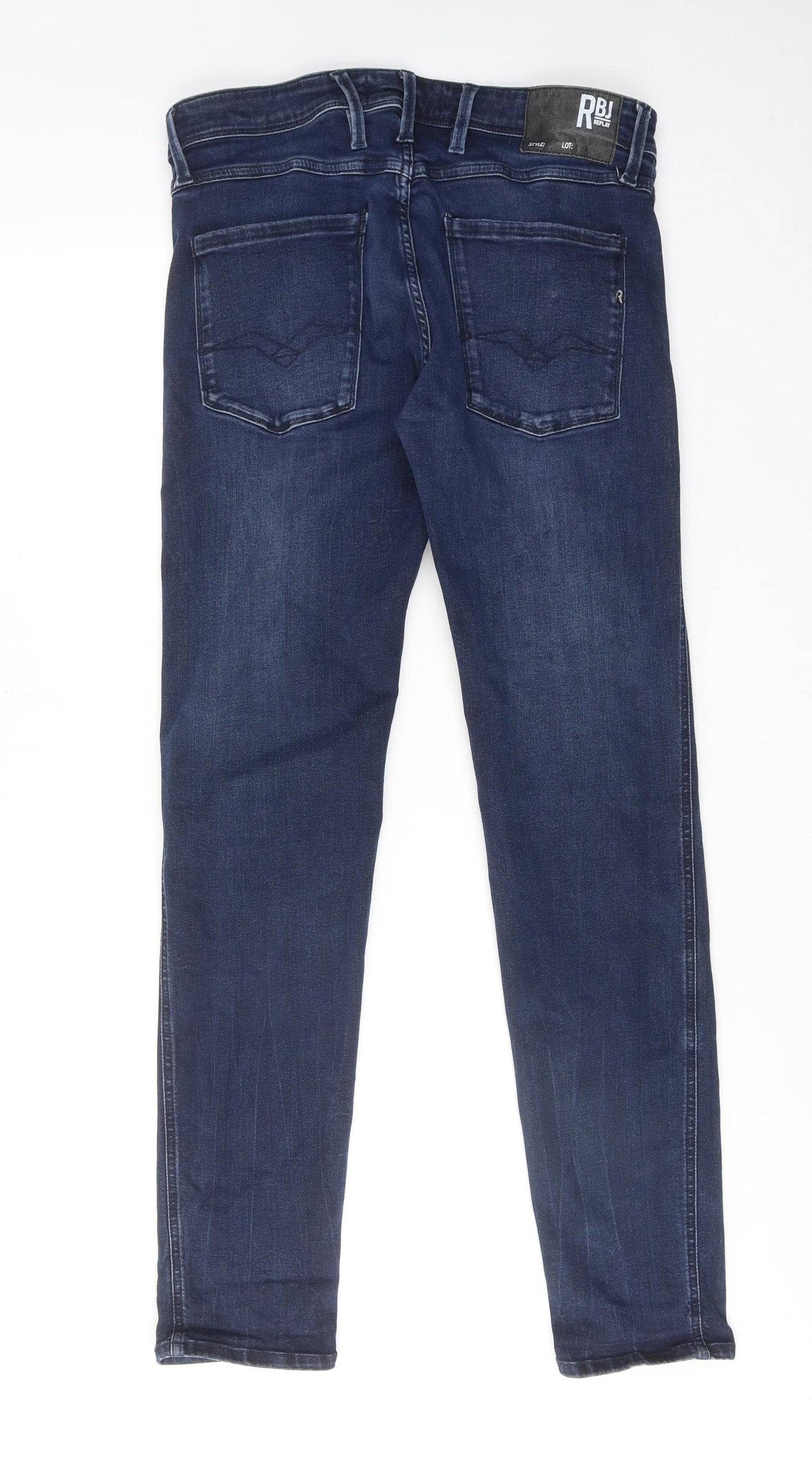 Replay Mens Blue Cotton Skinny Jeans Size 32 in Regular Zip