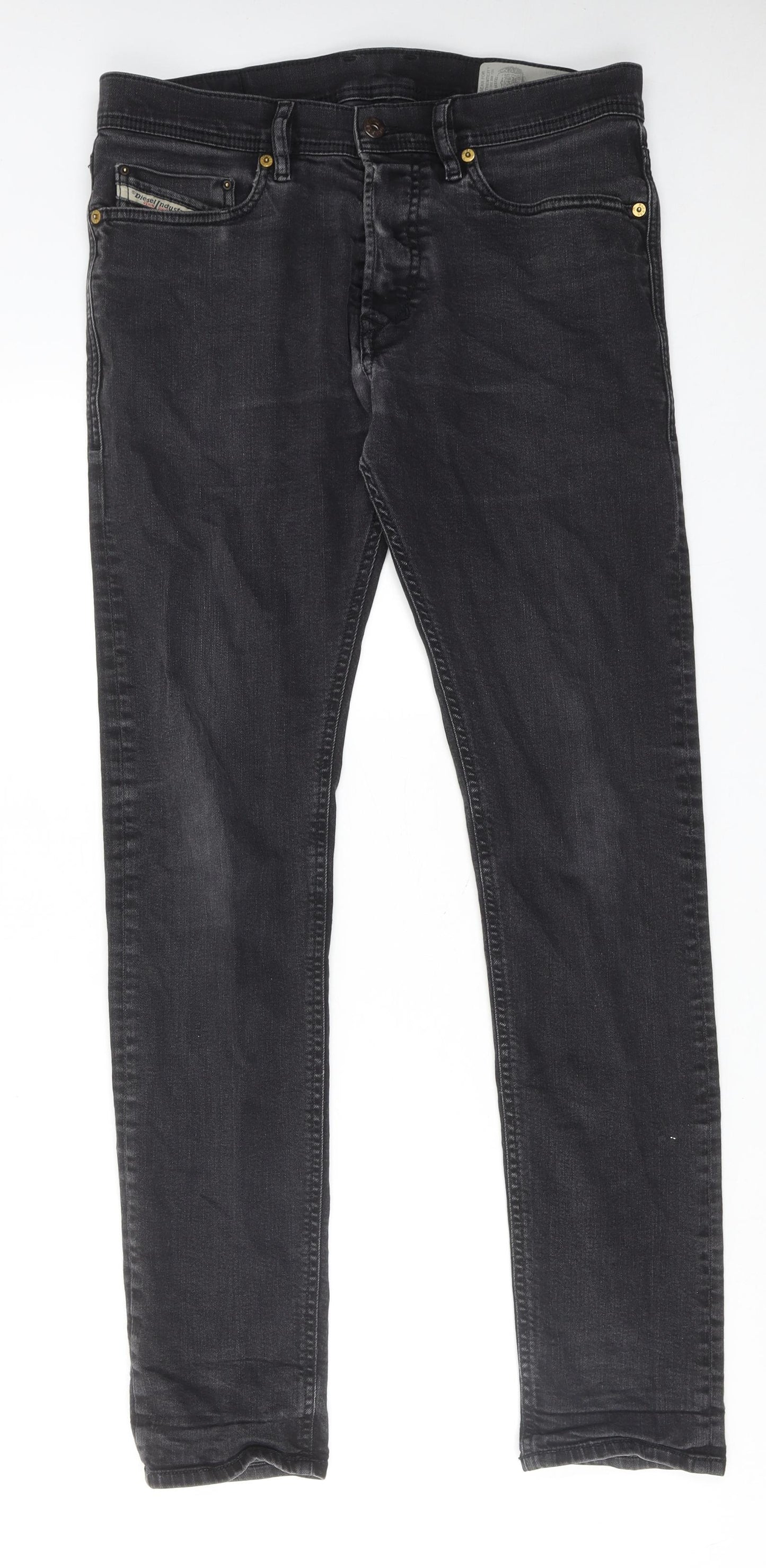 Diesel Mens Grey Cotton Skinny Jeans Size 30 in L32 in Regular Button