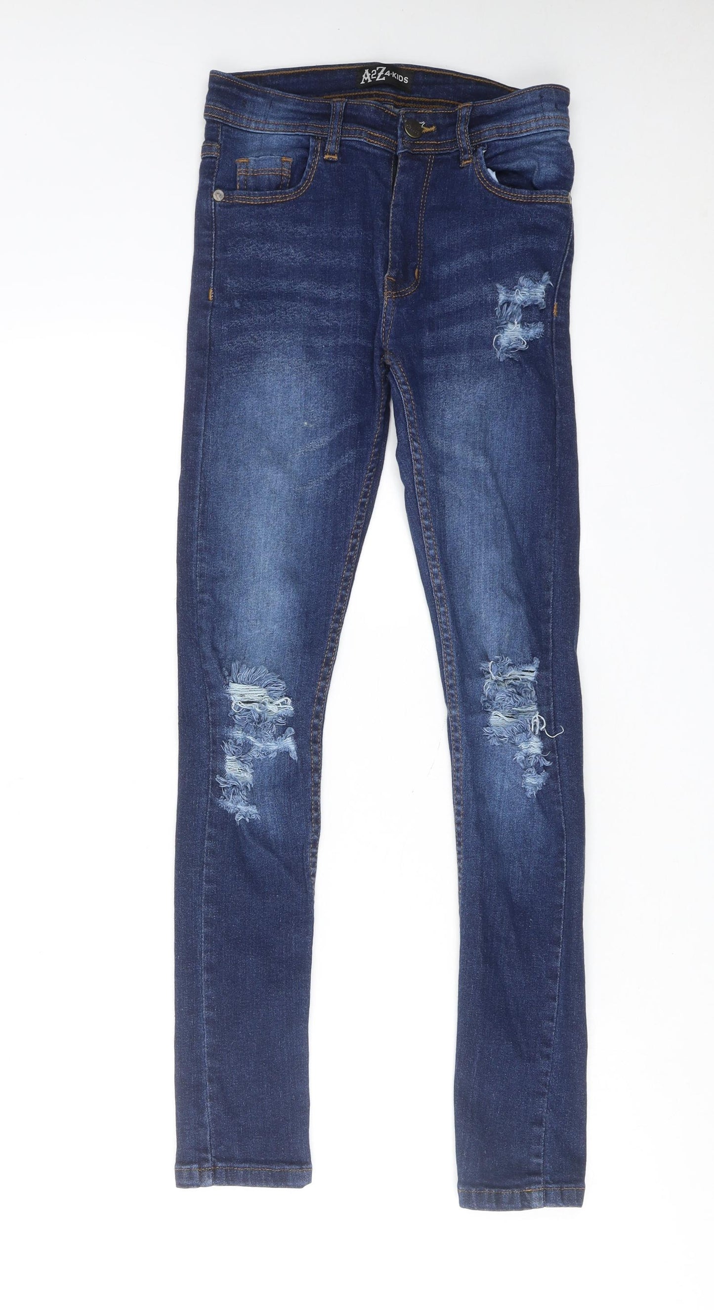 A2Z 4 KIDS Boys Blue Cotton Skinny Jeans Size 11-12 Years Regular Zip