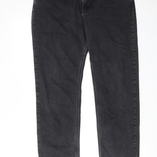 Marks and Spencer Womens Black Cotton Straight Jeans Size 36 in Regular Zip
