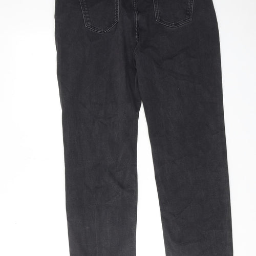 Marks and Spencer Womens Black Cotton Straight Jeans Size 36 in Regular Zip