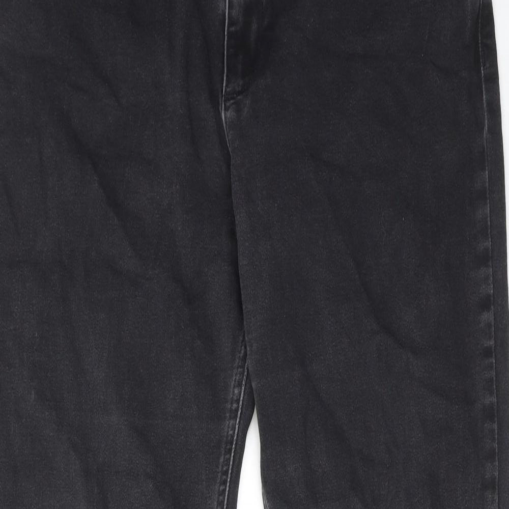 Marks and Spencer Womens Black Cotton Straight Jeans Size 36 in Regular Zip