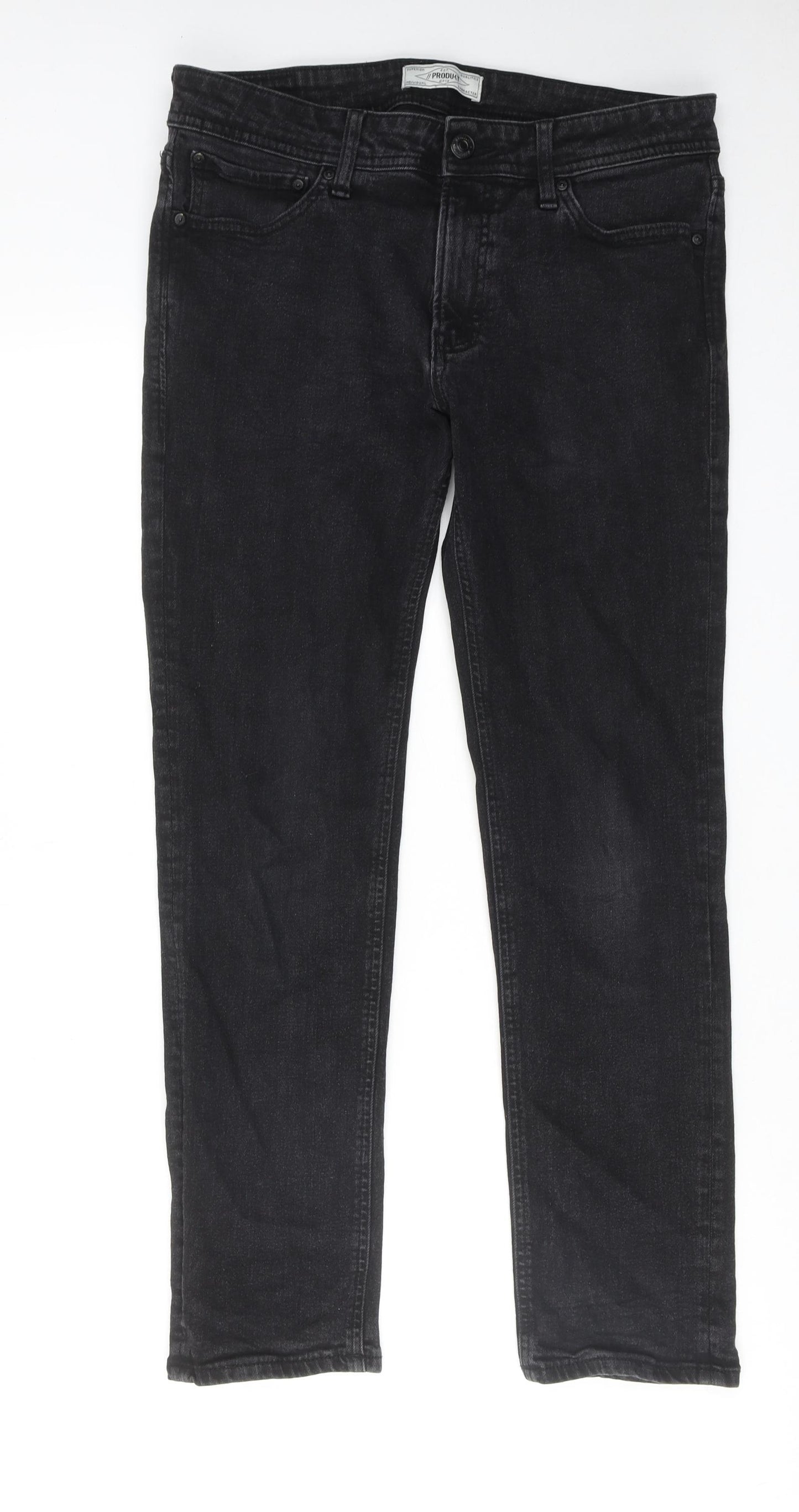 Produkt Mens Black Cotton Straight Jeans Size 33 in L32 in Slim Zip