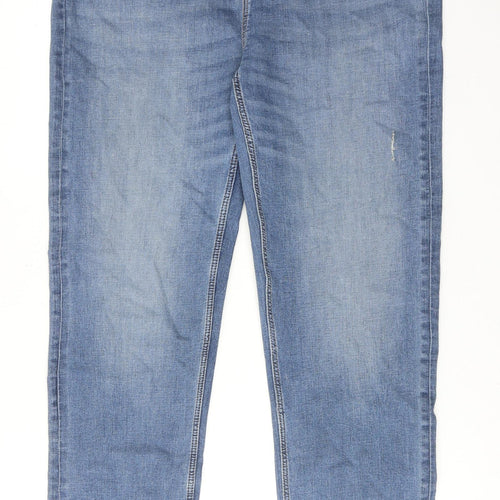 Marks and Spencer Womens Blue Cotton Skinny Jeans Size 18 Regular Zip