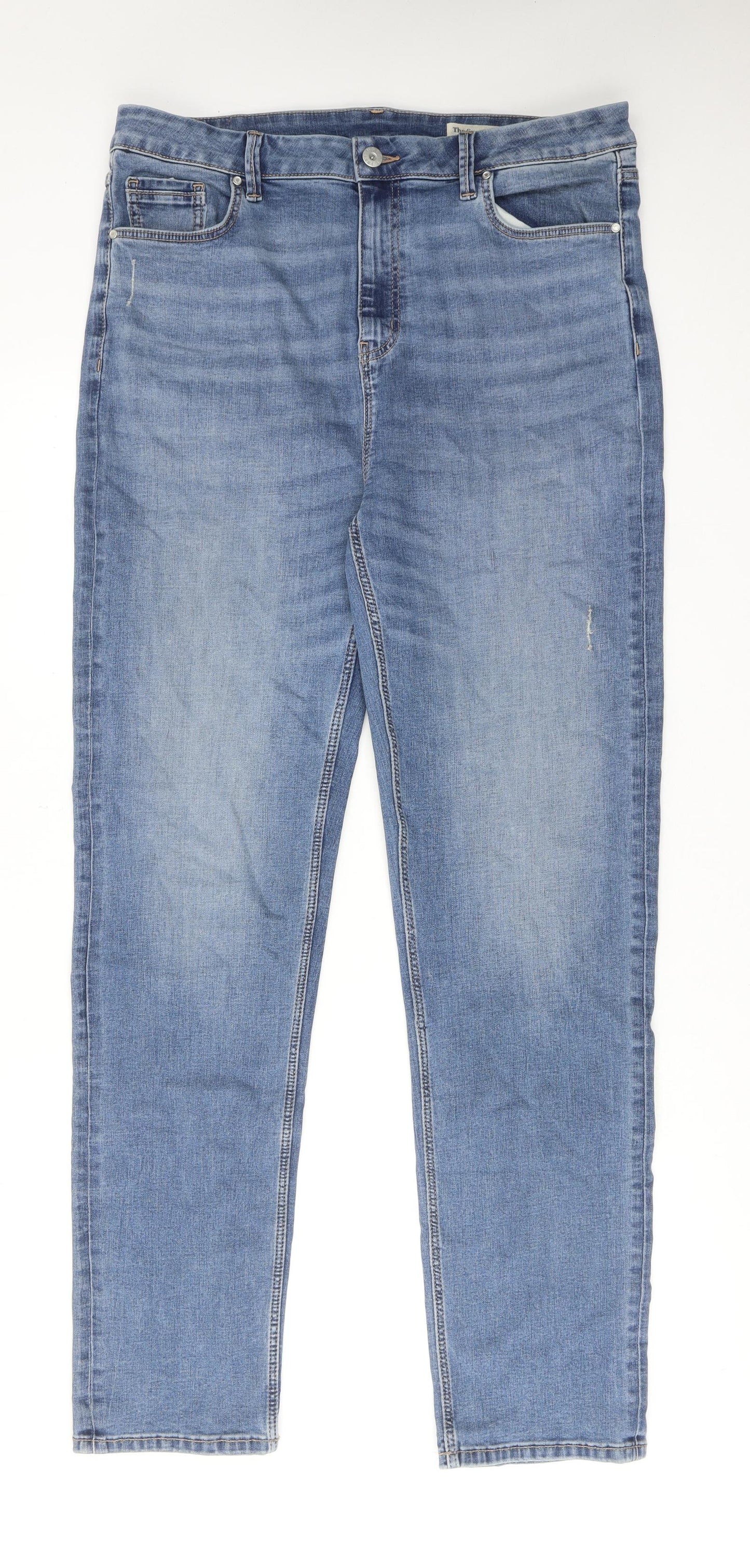 Marks and Spencer Womens Blue Cotton Skinny Jeans Size 18 Regular Zip