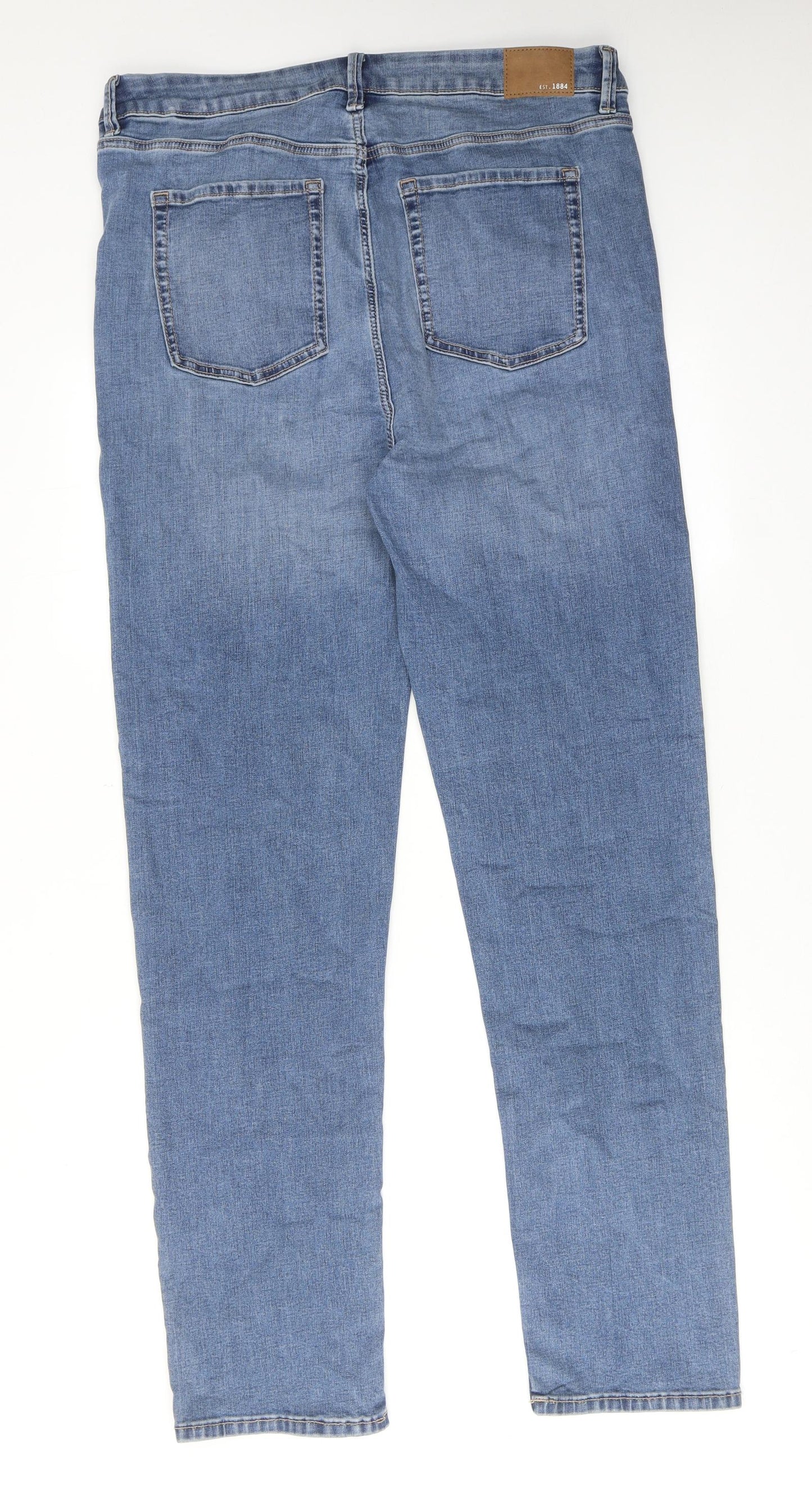 Marks and Spencer Womens Blue Cotton Skinny Jeans Size 18 Regular Zip