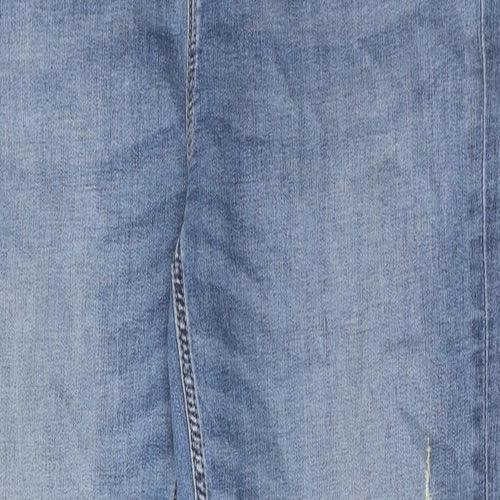Marks and Spencer Womens Blue Cotton Skinny Jeans Size 18 Regular Zip