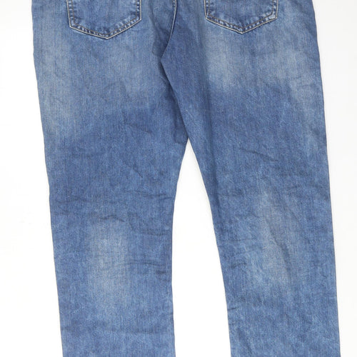 Denim & Co. Mens Blue Cotton Straight Jeans Size 38 in L30 in Regular Button