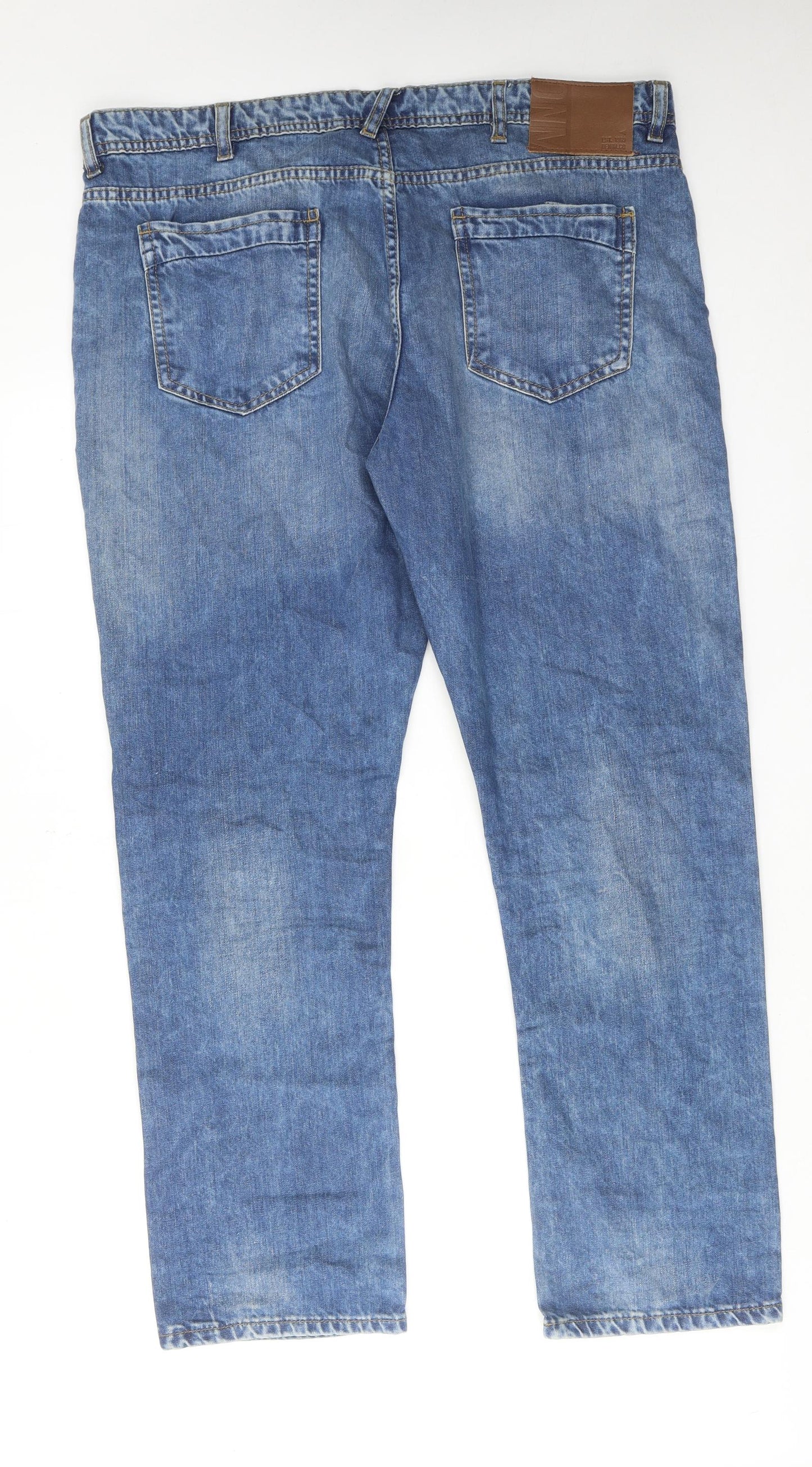 Denim & Co. Mens Blue Cotton Straight Jeans Size 38 in L30 in Regular Button