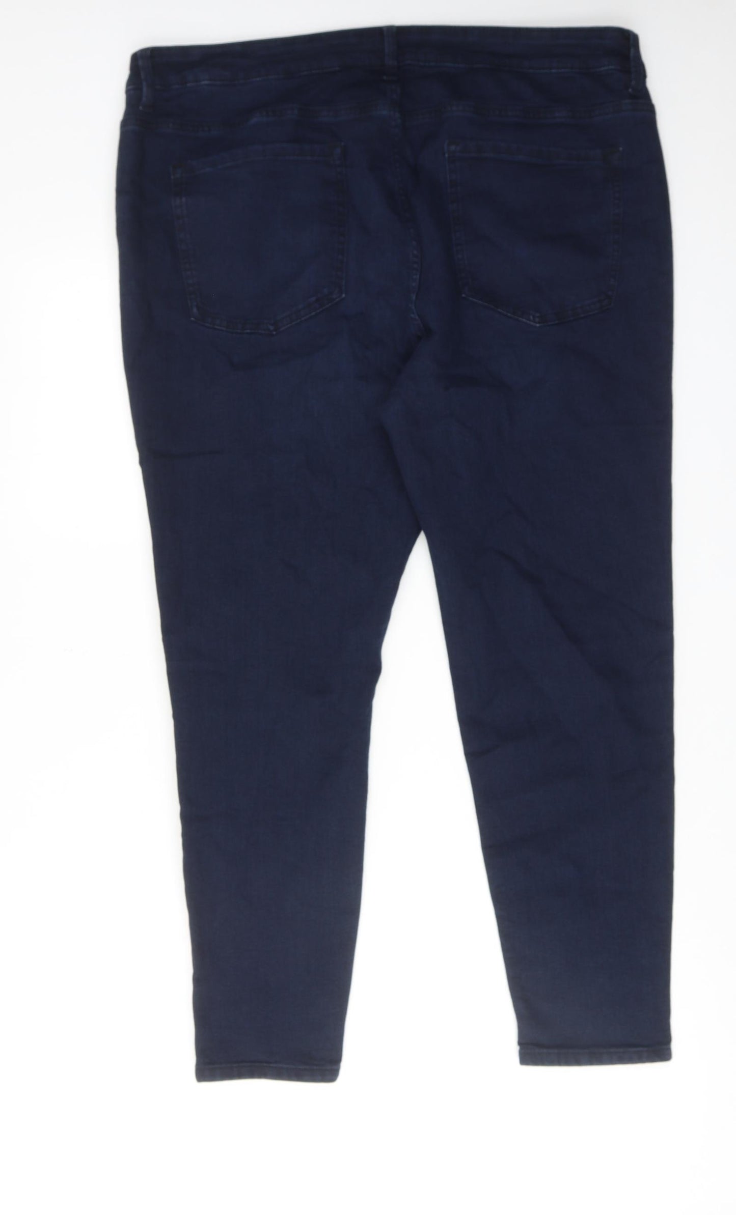Marks and Spencer Womens Blue Cotton Skinny Jeans Size 20 Regular Zip